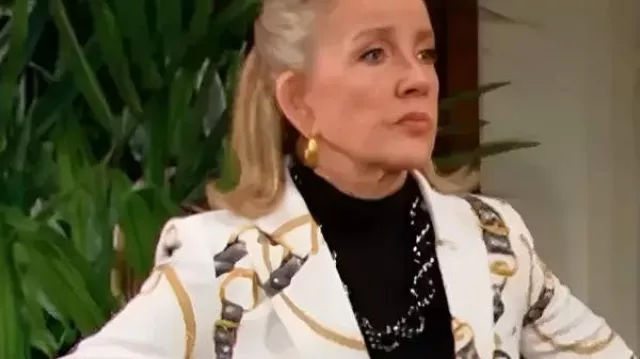 The Young And The Restless Nikki Reed Belt And Chain Print Blazer worn by Nikki Reed Newman (Melody Thomas Scott) in The Young and the Restless
