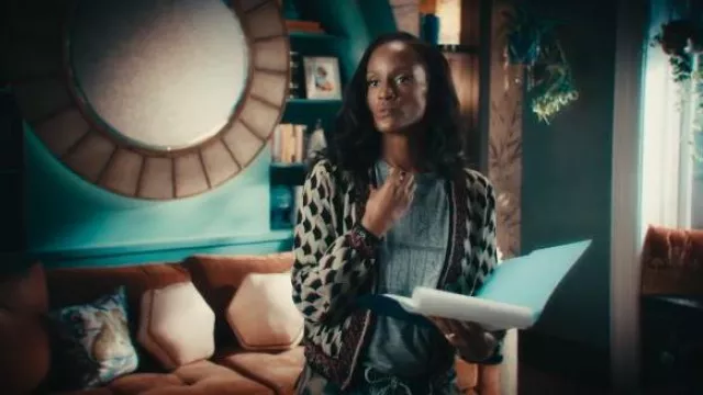 Diane von Furstenberg Bryant Cardigan llevada por Olympia Lawrence (Skye P. Marshall) tal como se ve en Matlock (S02E07)