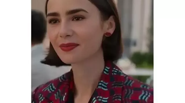 Emily In Paris S05 Lily Collins Printed Blazer worn by Emily Cooper (Lily Collins) as seen in Emily in Paris (S05)