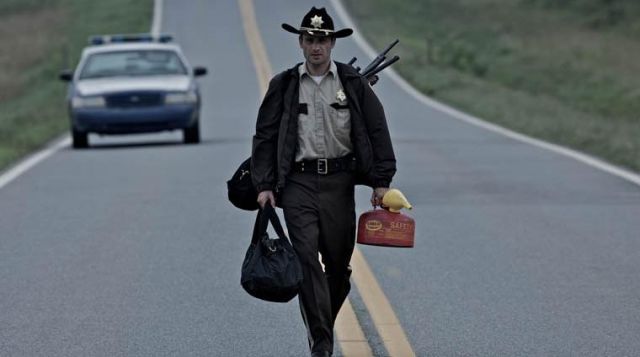 The uniform of police officer Rick Grimes (Andrew Lincoln) in The Walking Dead