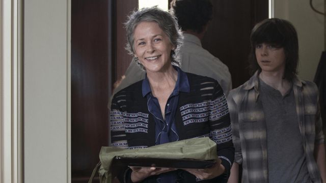 Le gilet Cynthia Rowley de Carol Peletier (Melissa McBride) dans The Walking Dead