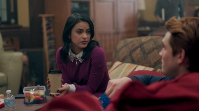 the purple dress of Veronica Lodge (Camila Mendes) in Riverdale