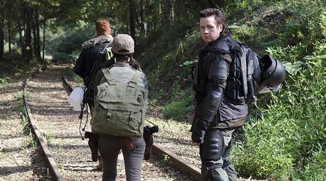 The black helmet anti riot, Eugene (Josh McDermitt) in The Walking Dead