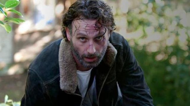 The denim jacket and fur collar of Rick Grimes in The Walking Dead