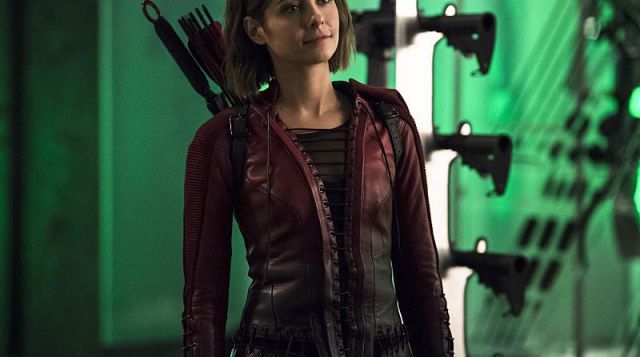 The red jacket of Thea Queen (Willa Holland) on Arrow