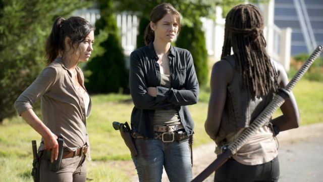 The leather belt of Maggie Greene (Lauren Cohan) in The Walking Dead (season 6 episode 5)