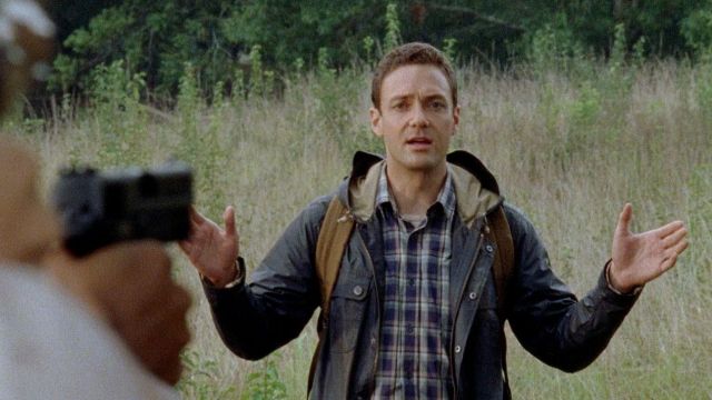 The waterproof of Aaron (Ross Marquand) in The Walking Dead