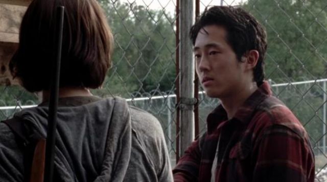 The plaid shirt of Glenn Rhee (Steven Yeun) in The Walking Dead