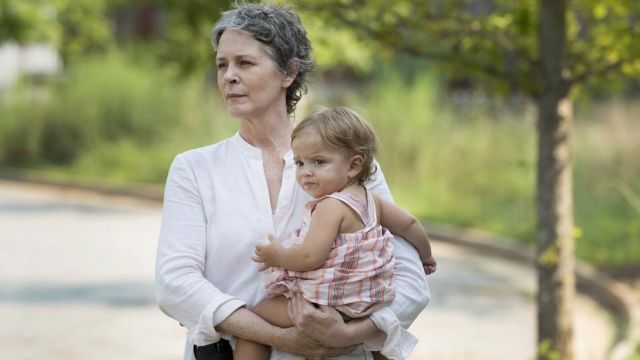 The white blouse of Carol Peletier (Melissa McBride) in The Walking Dead