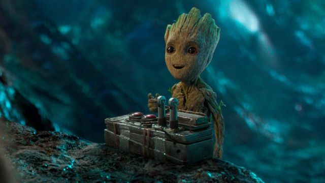 Life size Baby Groot replica in The guardians of the Galaxy 2