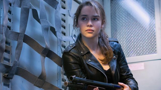 The genuine leather jacket Sarah Connor (Emilia Clarke) in Terminator Genisys