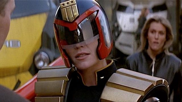 The true helmet of Judge Hershey (Diane Lane) in Judge Dredd