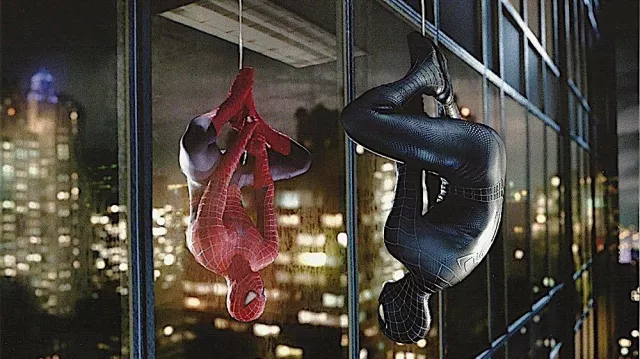 The real black boots of Spider-Man worn by Peterr Parker (Tobey Maguire) in the wardrobe of the movie Spider-Man 3
