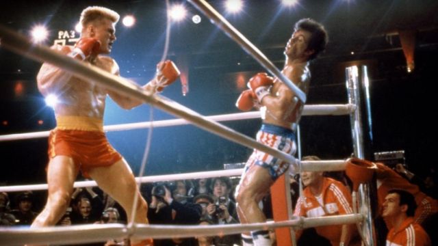 The blue white and red striped shorts worn by Rocky Balboa (Sylvester Stallone) in the movie Rocky IV