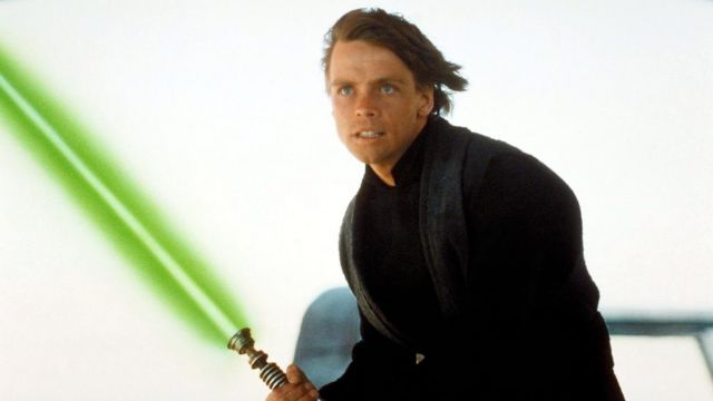 The lightsaber of Luke Skywalker (Mark Hamill) in Star Wars VI : return of The Jedi