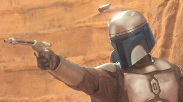 le casque de Jango Fett (Temuera Morrison) dans Star Wars II : l'attaque des clones