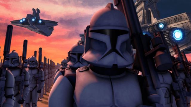 The helmet of clone trooper in Star Wars : The Clone Wars