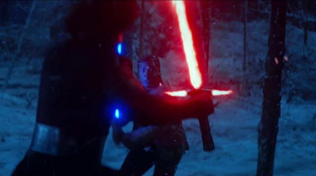 the lightsaber of Kylo Ren (Adam Drvier) in Star Wars VII : The awakening of the Force