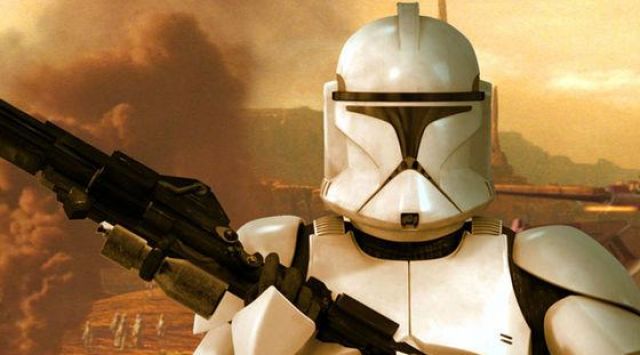 The helmet of Clone Trooper in Star Wars : The Clone Wars