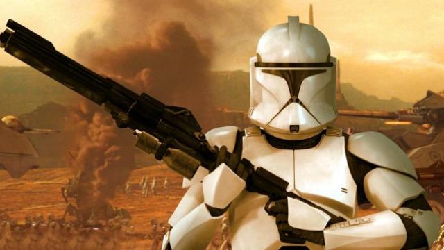The helmet of Clone Trooper in Star Wars : The Clone Wars