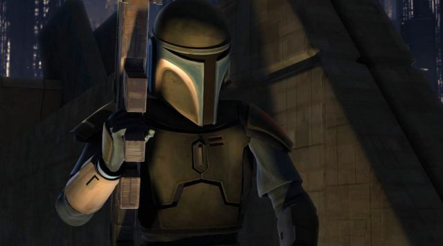 The replica of the helmet Mandalorian in Star Wars : The Clone Wars