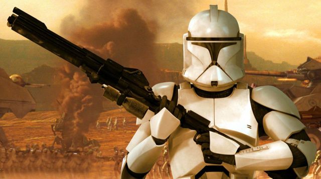 The helmet of Clone Trooper in Star Wars : The Clone Wars