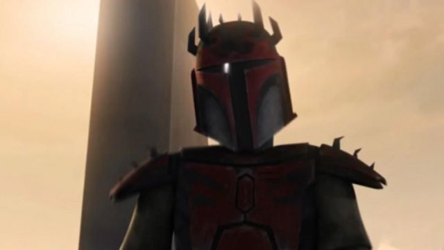 The horns of the helmet Mandolerian in Star Wars : The Clone Wars