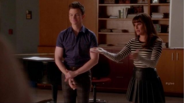 The black leather skirt: Rachel Berry (Lea Michele) in Glee S06E03 #journeedelajupe