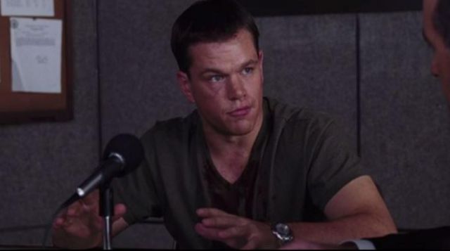 The microphone of the press conference of Colin Sullivan (Matt Damon) in The Departed