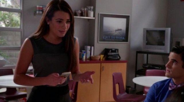 The top grey AllSaints worn by Rachel Berry (Lea Michele) in Glee S06E10