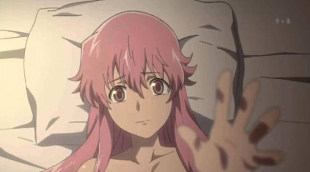 The wig rose to Yuno in Mirai Nikki