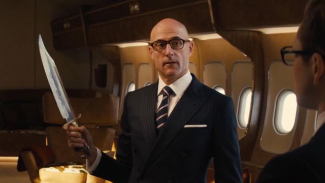 Striped Tie worn by Merlin (Mark Stron) in Kingsman: The Golden Circle