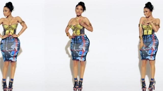 The printed skirt Alexander McQueen worn by Nicki Minaj in her music video Anaconda
