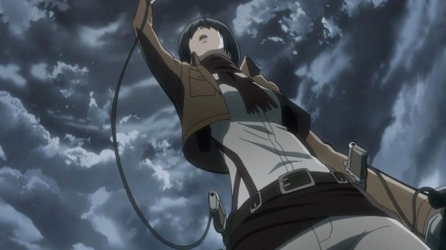 Holding Mikasa in Attack of Titans (Shingeki no Kyojin)