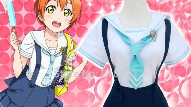 The uniform was of Rin Hoshizora Love live ! School idol project (Bokura wa Ima no Naka de)