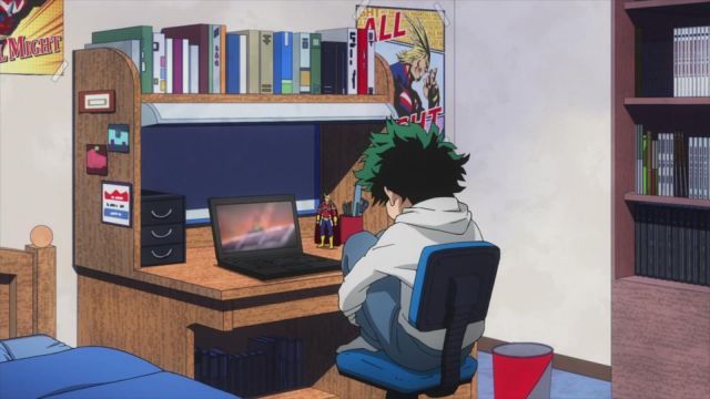 La computadora portátil de Izuku en My Hero Academia