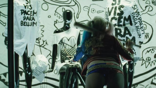 The bag flew in the window by Harely Quinn (Margot Robbie) in Suicide Squad