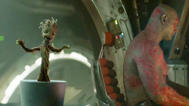 La réplique de Groot (Vin Diesel) dansant dans Les Gardiens de la Galaxie