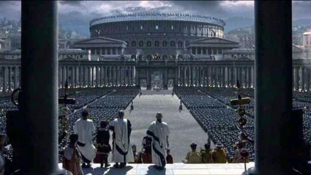 L'entrée de Commode (Joaquin Phoenix) au Colisée à Rome dans Gladiator