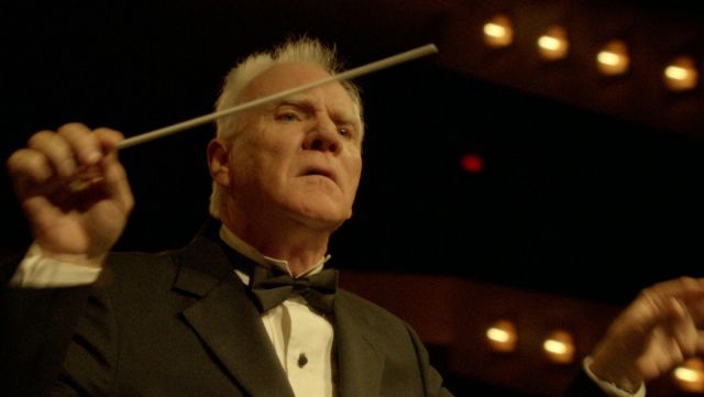 The baton of conductor Thomas Pembridge (Malcolm McDowell) in Mozart in The Jungle
