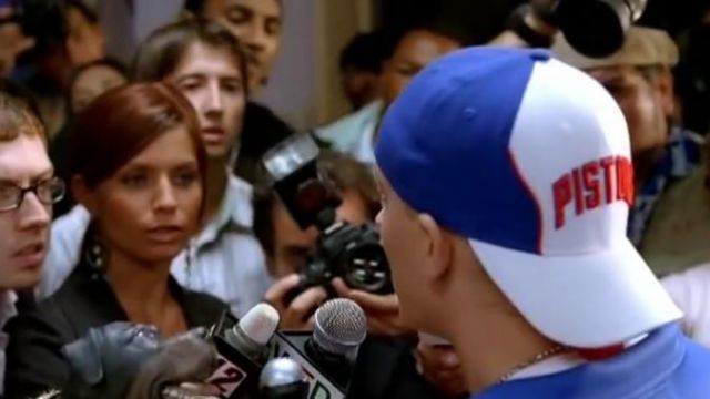 The cap of the Detroit Pistons worn by Eminem in her music video Ass Like  That