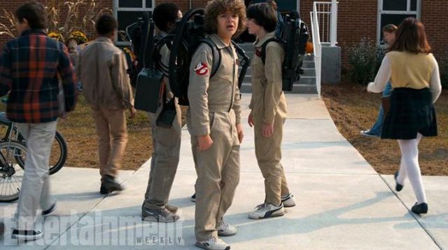 The combination of the Ghostbusters of Dustin Henderson (Gaten Matarazzo) in Stranger Things season 2