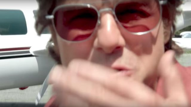 Sunglasses Randolph glasses red worn by Barry Seal (Tom Cruise) in the American Made