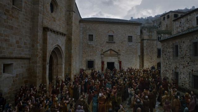 The Plaza de Santa Maria from the city of Cáceres in Spain in Game of Thrones S07E03