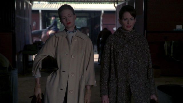 The coat, camel Betty Draper (January Jones) in Mad Men S02E01