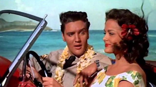 The flower necklace hawaii Chad Gates (Elvis Presley) in Under the blue sky of Hawaii