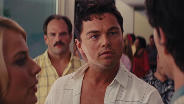 The white shirt plaid Jordan Belfort Leonardo DiCaprio in The wolf of Wall Street