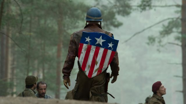 The shield USA old school Steve Rogers (Chris Evans) in Captain America