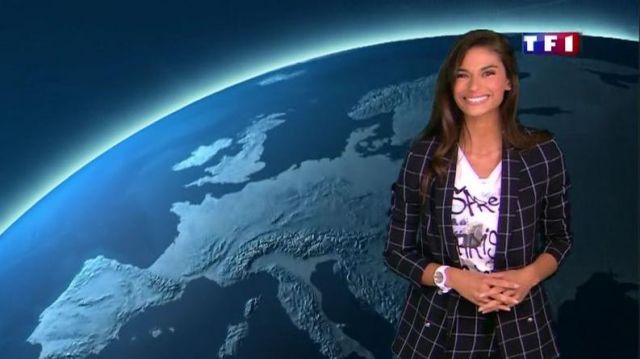Le t-shirt effet tag de Tatiana Silva dans la météo de TF1 du 22/09/2017
