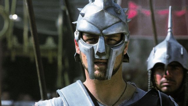 The helmet gladiator Maximus (Russell Crowe) in Gladiator